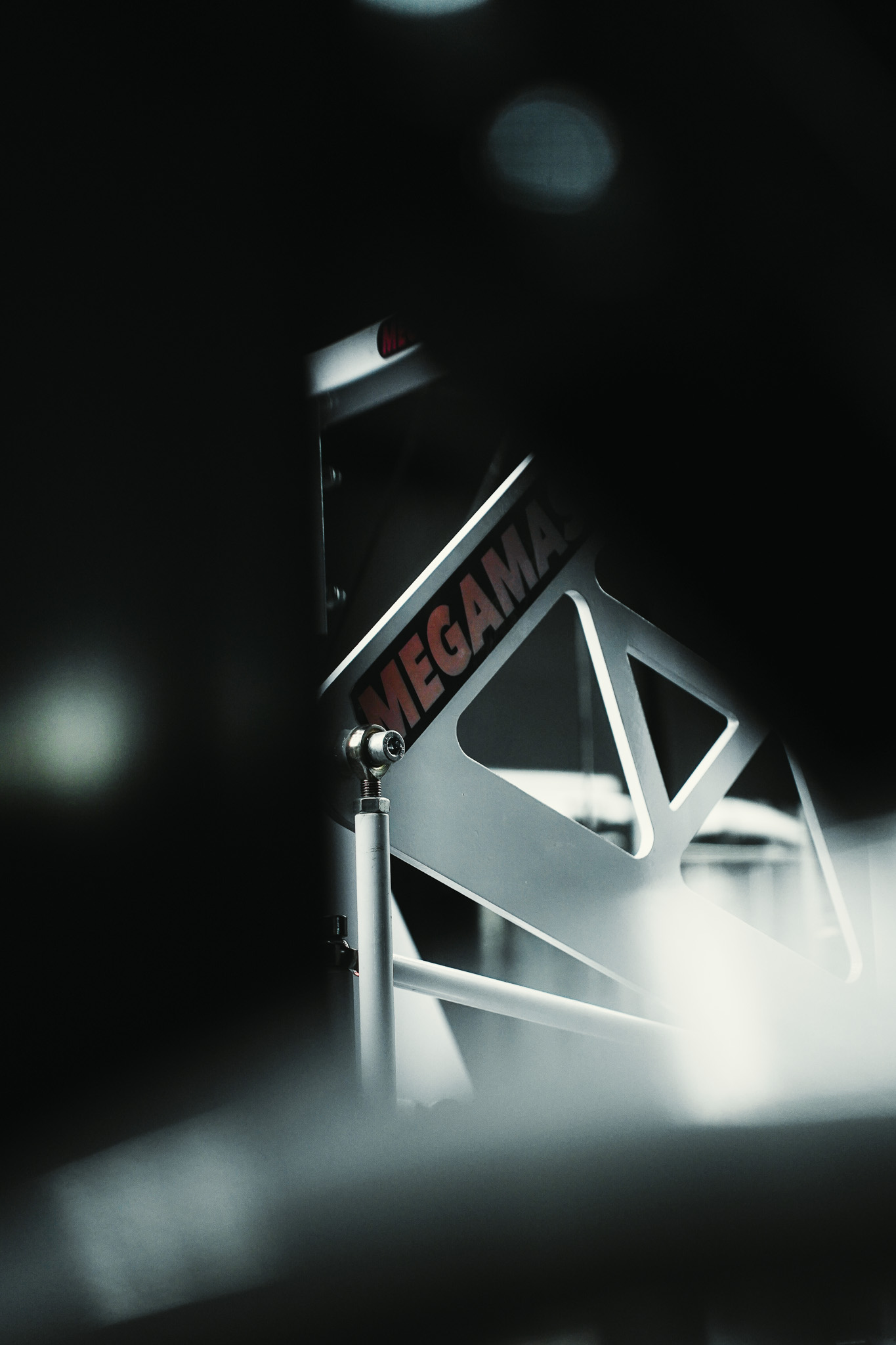 Close-up detail of Megamass machine frame